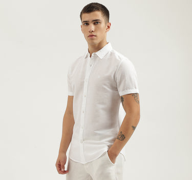 Slim Fit Spread Collar Solid Shirts