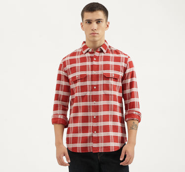 Regular Fit Spread Collar Checkered Shirts