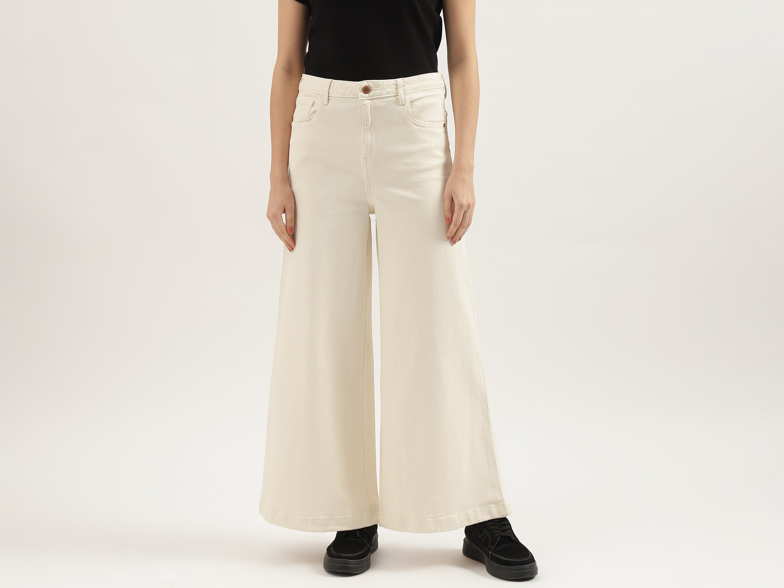 Solid Wide Leg Fit Trousers