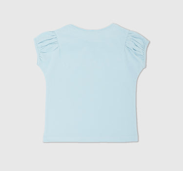 Girls Blue Short Sleeve Solid Top