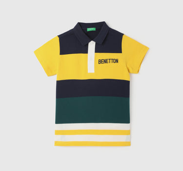 Boy's Regular Fit Polo Collar Color Block Tshirts