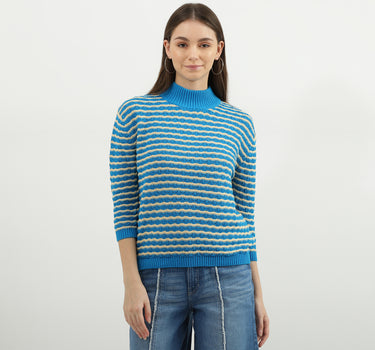 Women Patterned Mock Neck Sweater