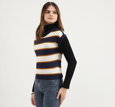 Regular Fit Round Neck Striped Tops