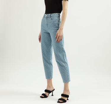 Women's Checked Regular Fit Jeans