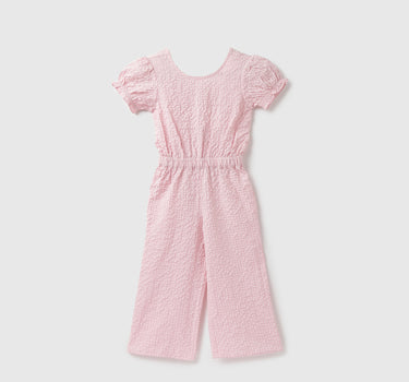 Girls Checked Round Neck Jumpsuit