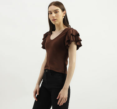 Regular Fit V-Neck Solid Top