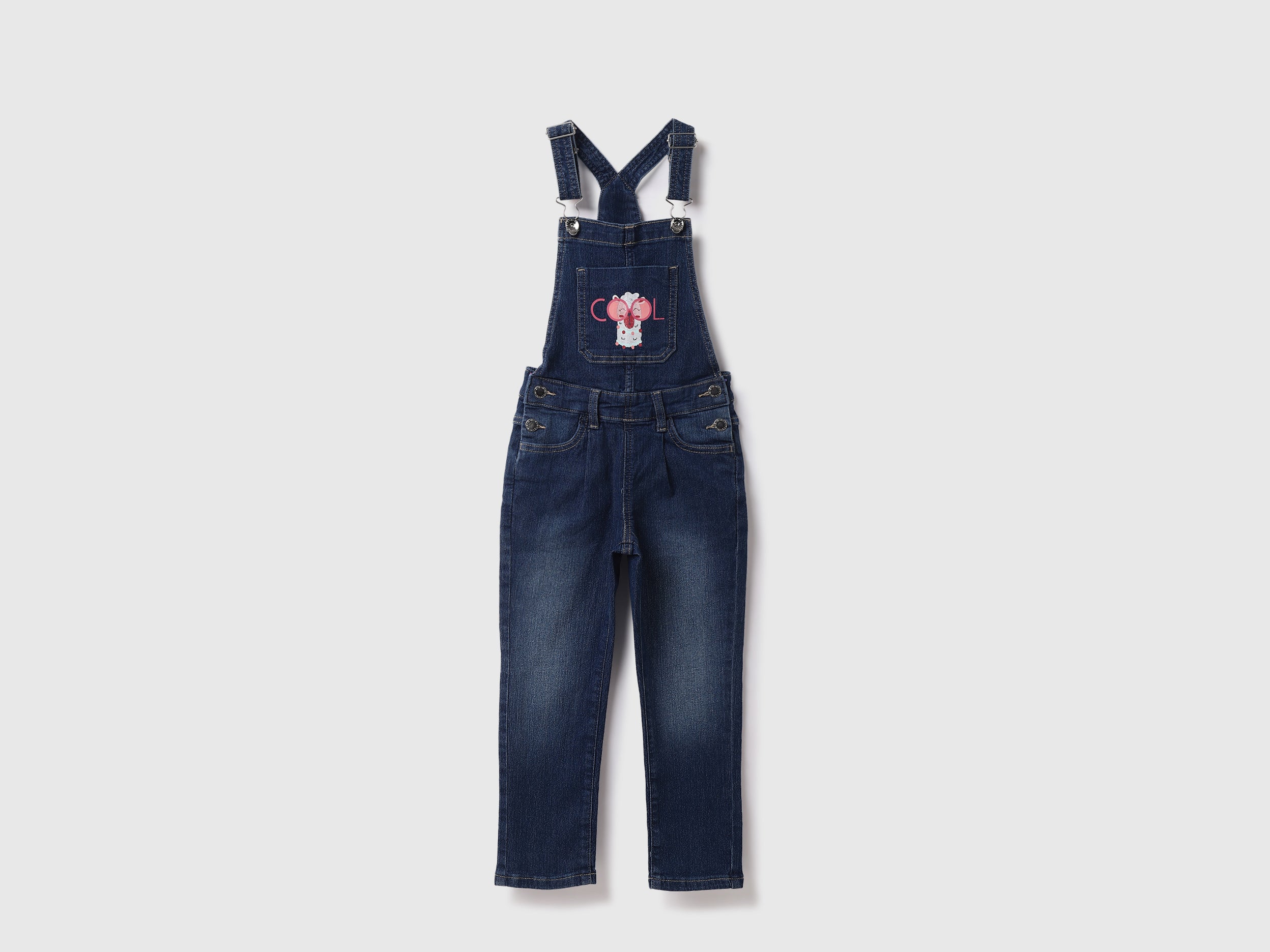 Cotton Solid Regular Length Girls Dungaree