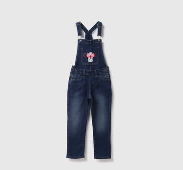 Cotton Solid Regular Length Girls Dungaree