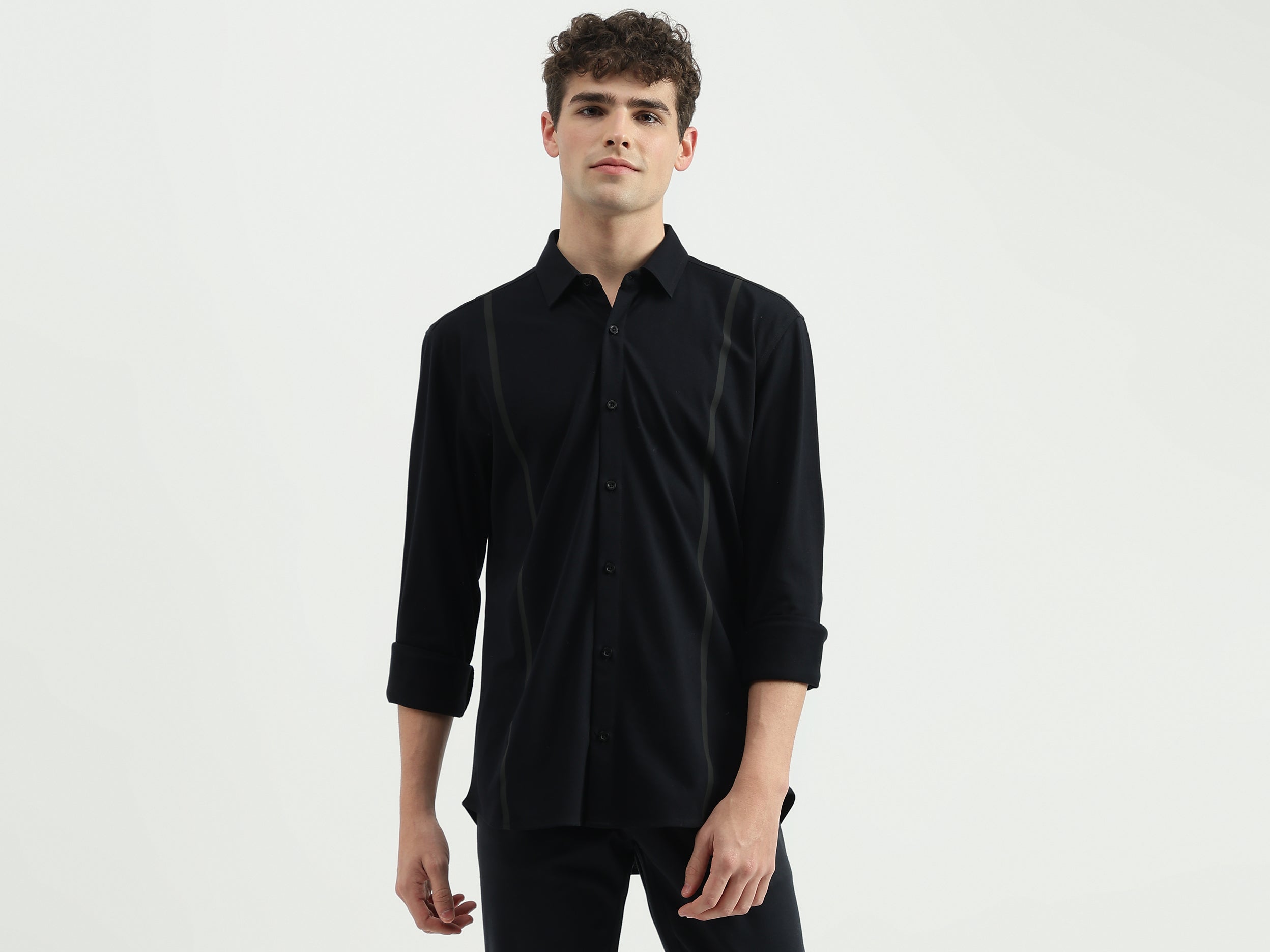 Regular Fit Spread Collar Solid Shirt