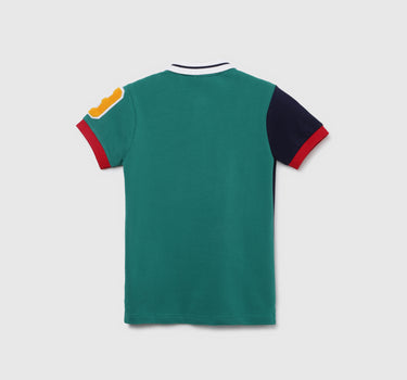 Colourblock Printed Polo Neck Regular-Fit T-Shirt