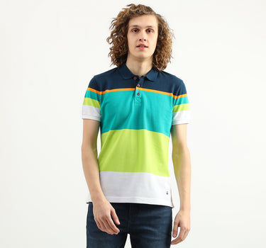 Men Colorblock Polo Collar T-Shirt