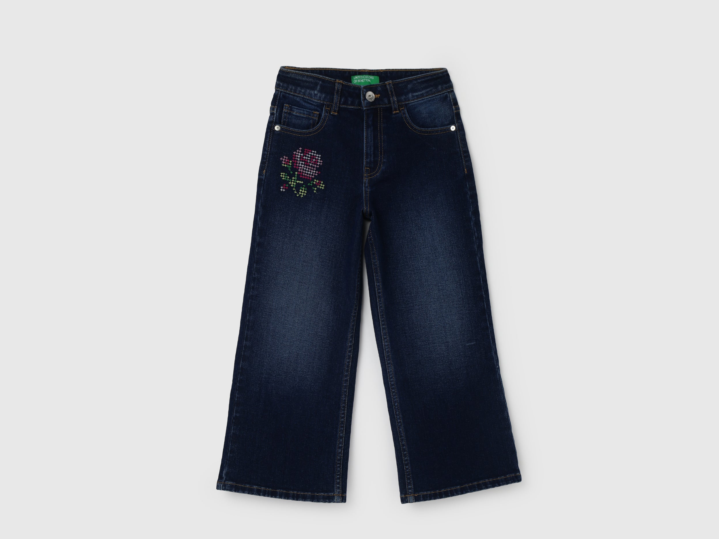 Girl's Embroidery Wide Leg Jeans