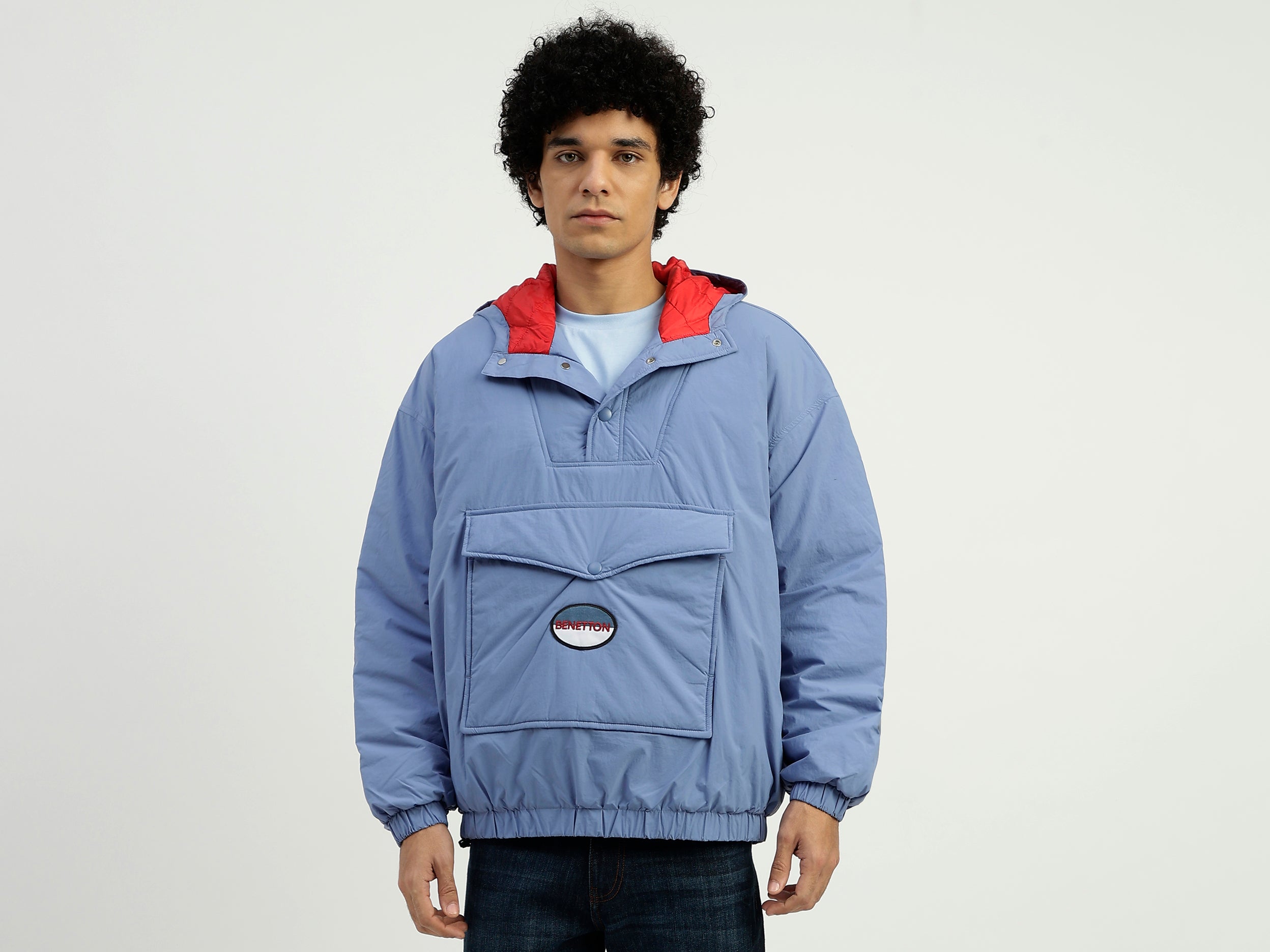 Hood Solid Snap Button Jacket