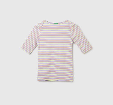 Slim Fit Boat Neck Striped Top