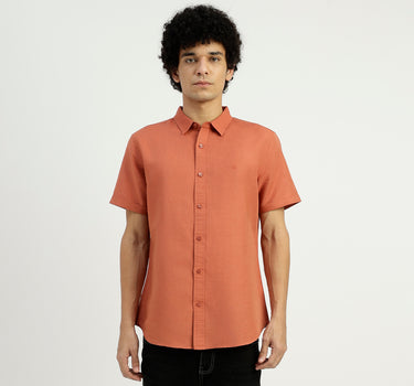 Slim Fit Spread Collar Solid Shirt