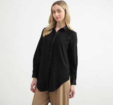 Relaxed-Fit Regular Collar High-Low Hem Shirt