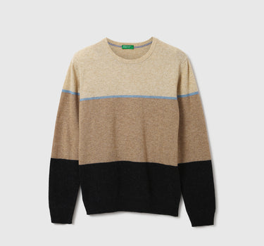 Men Stripe Round Neck Sweater