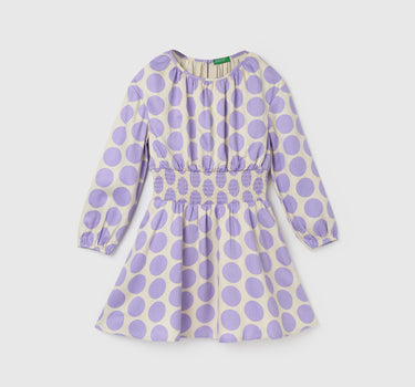 Girl's Regular Fit Round Neck Polka Dot Dresses