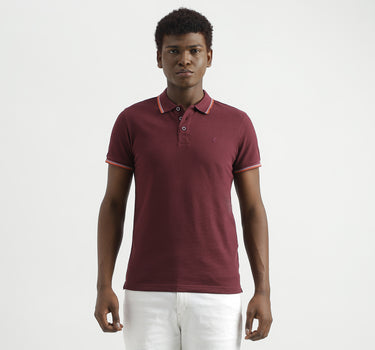 Pure Cotton Textured Short Sleeve Polo Shirt