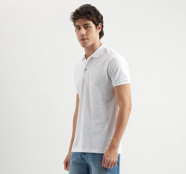 Regular Fit Polo Neck Solid Pattern T-shirt