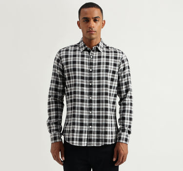 Men's Slim Fit Spread Collar Checked Shirts