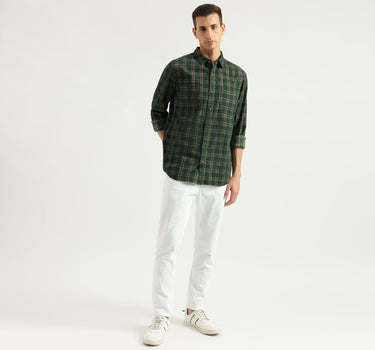 Men's Regular Fit Spread Collar Checked Shirts