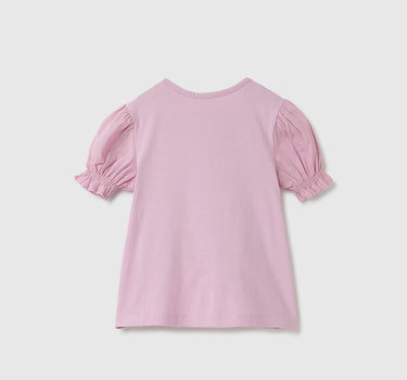 Regular-Fit Round Neck Solid Top With Smocking Detail