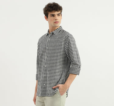 Regular Fit Spread Collar Checkered Shirt