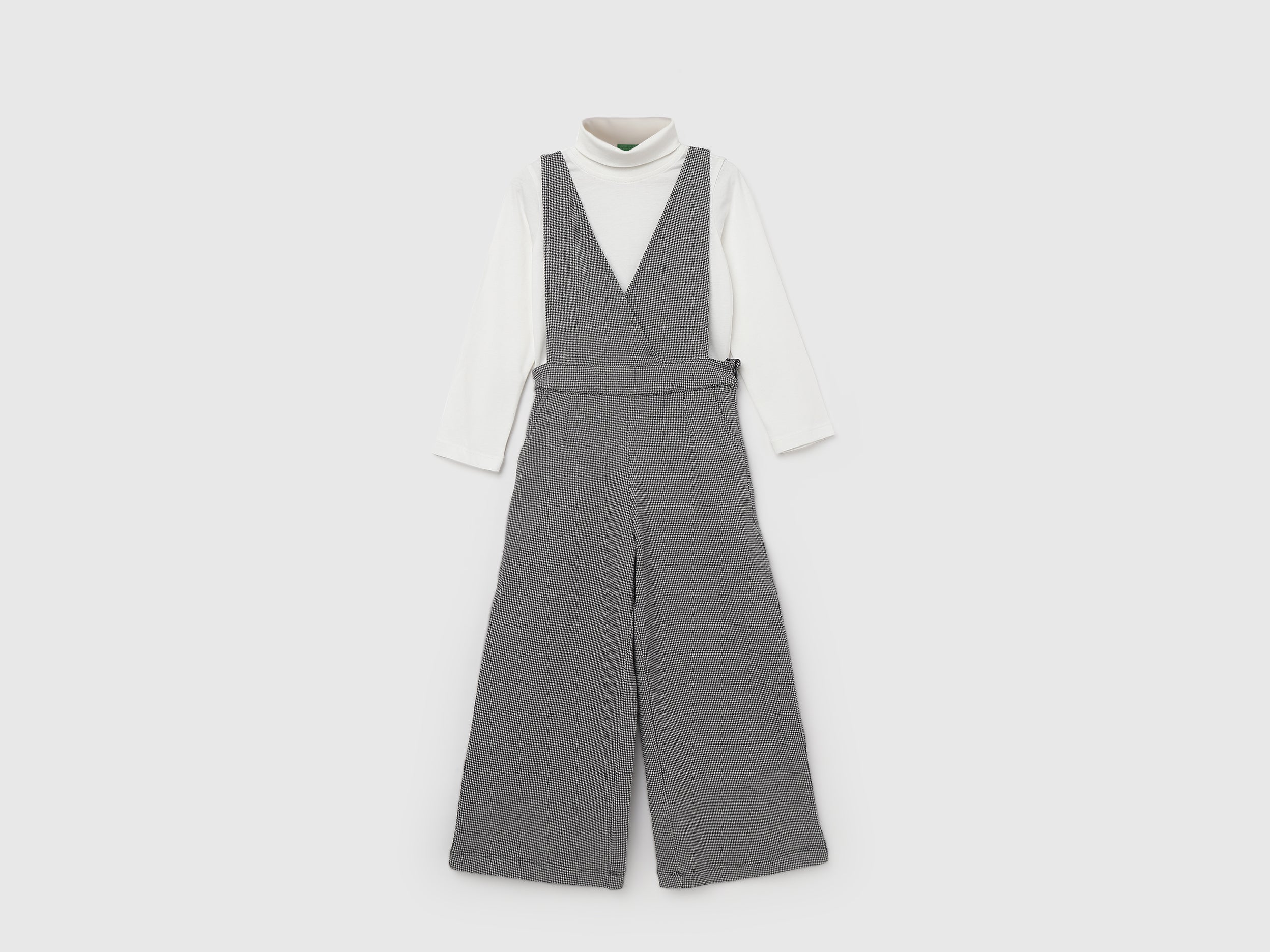 Regular V-Neck Houndstooth Dungaree