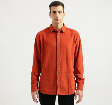 Men's Regular Fit Spread Collar Textured Shirts