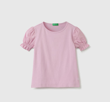 Regular-Fit Round Neck Solid Top With Smocking Detail