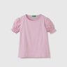 Regular-Fit Round Neck Solid Top With Smocking Detail