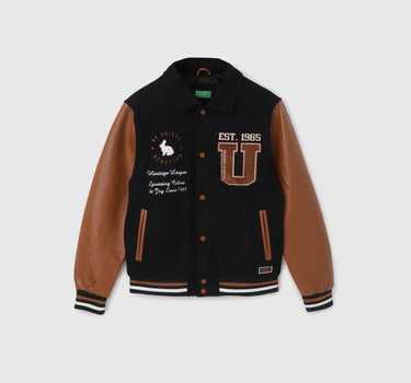 Men's Regular Fit Embroidered Varsity Jacket