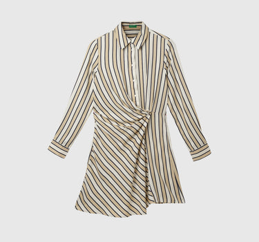 Striped Spread Collar Shirt Dress