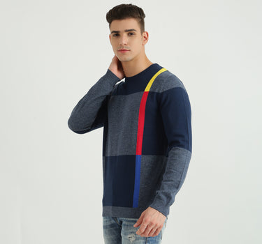 Mens Long Sleeve Check Sweater