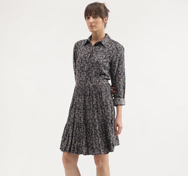 Regular Fit Spread Collar Printed Dress