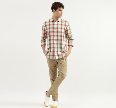 Regular Fit Spread Collar Checkered Shirt