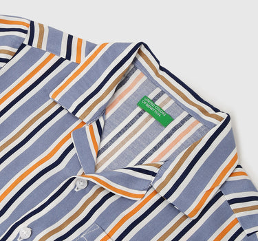 Boys Striped Resort Collar Shirt