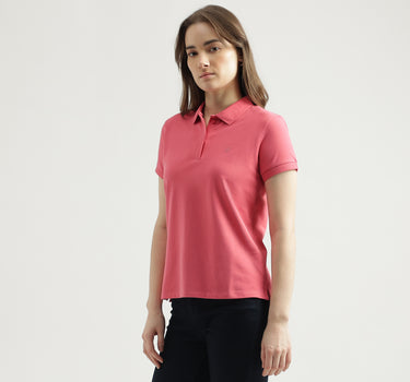 Regular Fit Polo Neck Solid Women's T-Shirt