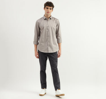 Slim Fit Spread Collar Solid Shirt