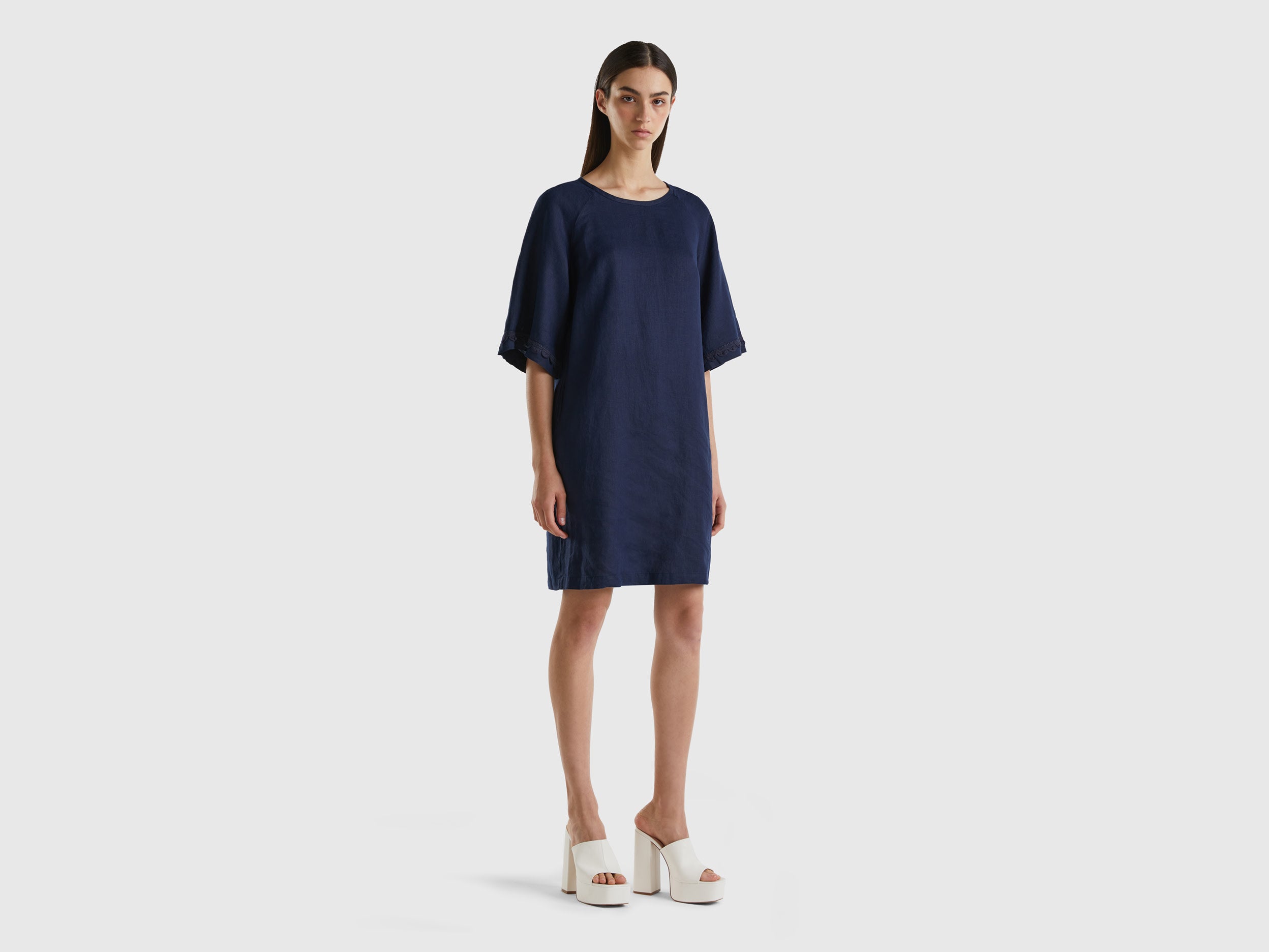 Relaxed Fit Round Neck Solid Dress