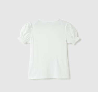 Regular-Fit Round Neck Solid Top With Smocking Detail