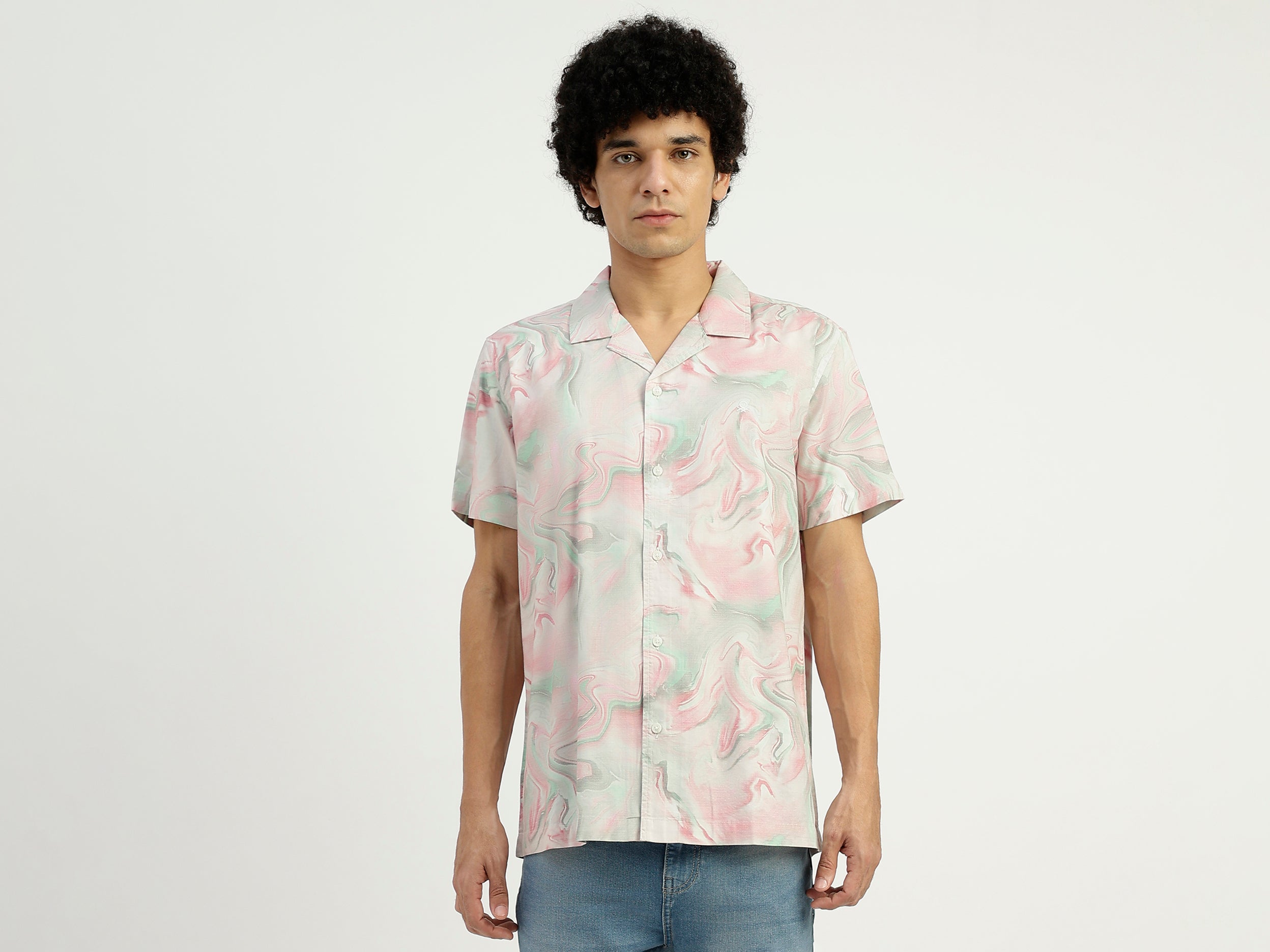 Regular Fit Spread Collar Printed Shirt