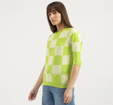 Regular Fit Round Neck Colorblock Tops