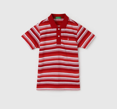 Boy's Regular Fit Polo Collar Striped Tshirts