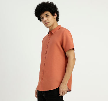 Slim Fit Spread Collar Solid Shirt