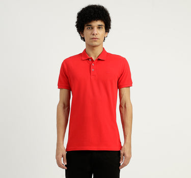 Polo Neck Solid Pattern T-Shirt