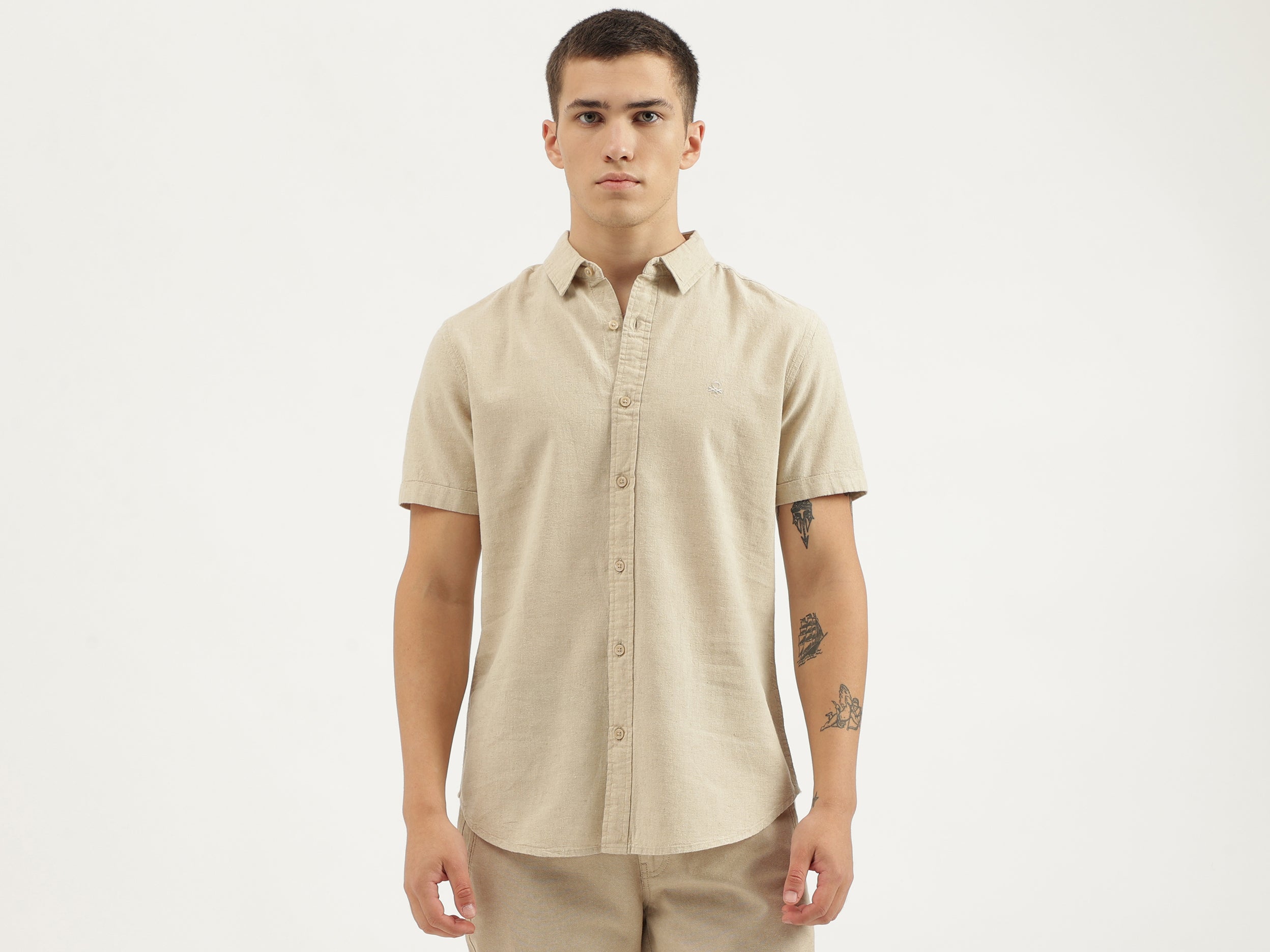 Slim Fit Spread Collar Solid Shirts