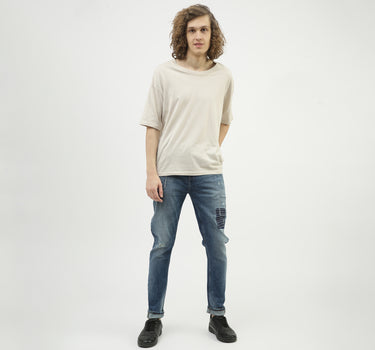 Men Applique Carrot Fit Jeans