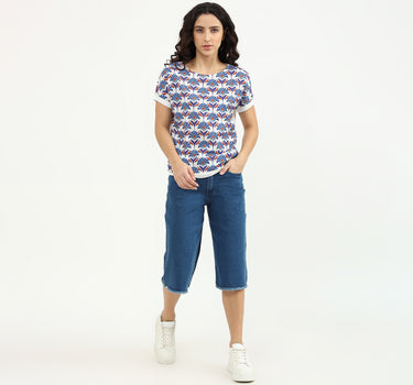 Round Neck Printed Top